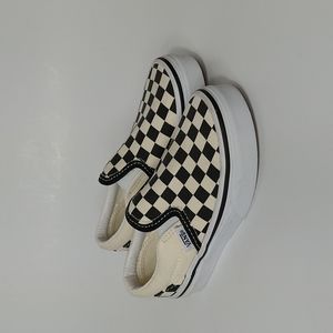 Vans Kids Classic Checkerboard Slip On Shoes 10.5 - Black, White